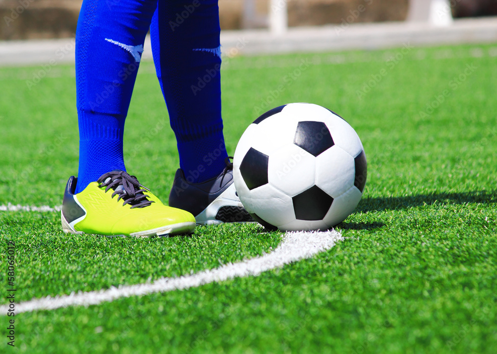 Fototapeta premium kicking the ball in the game