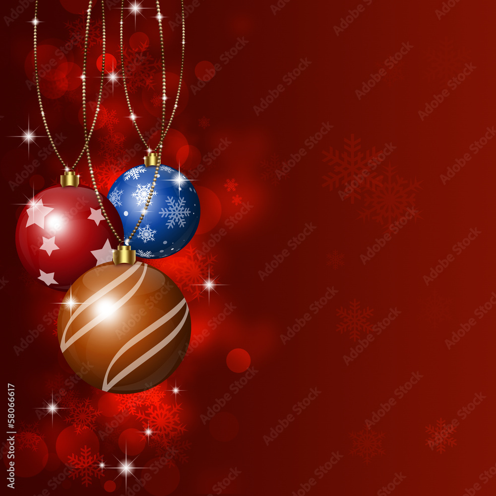 Christmas Balls on Red Background Christmas Balls on Red Background