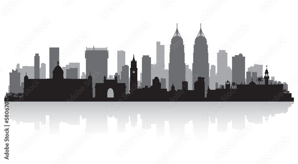 Mumbai India city skyline silhouette