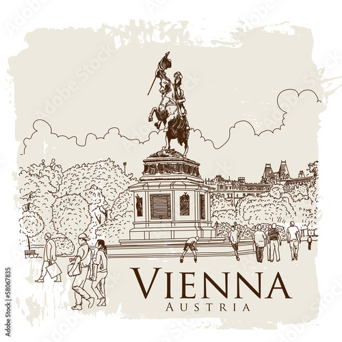 Photography Vienna, Austria. Vector drawing.