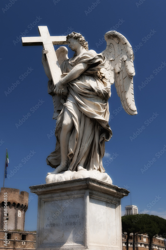 angel figure detail, Sant' Angelo bridge,  Rome, Lazio, Italy