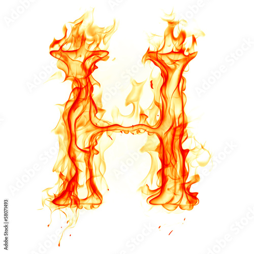 Fire letter isolated on white background