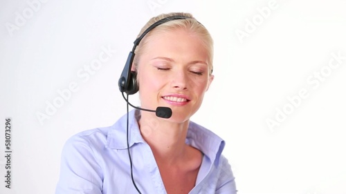 beautiful woman answering call