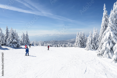 Ski Slope with a beautiful Winter Panorama