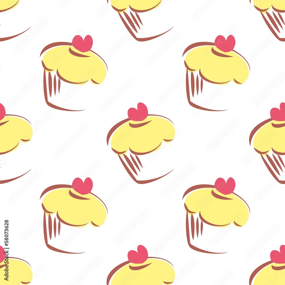 Seamless vector pattern with lemon cupcake on white background Seamless vector pattern with lemon cupcake on white background
