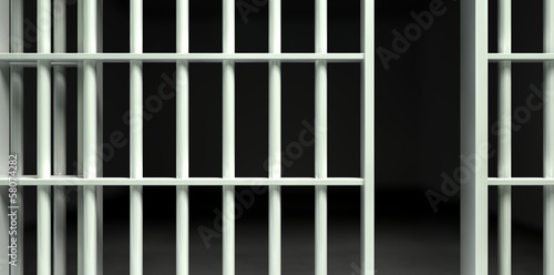 White Bar Jail Cell Front Unlocked