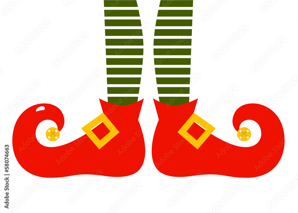 Fototapeta premium Christmas cartoon elf's legs isolated on white