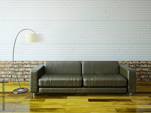 Sofa and  lamp