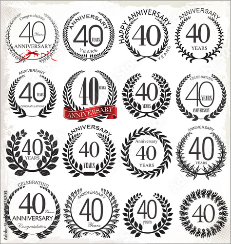 40 years anniversary laurel wreath, set