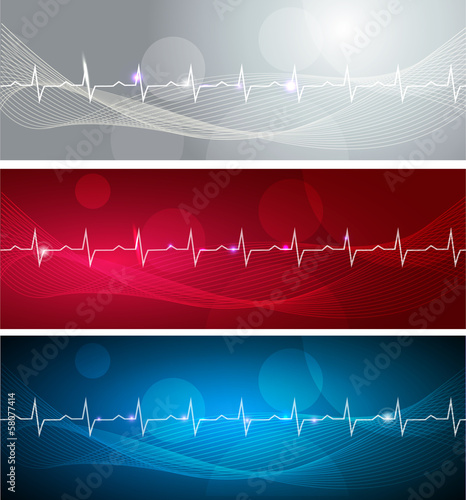 cardiogram banners set