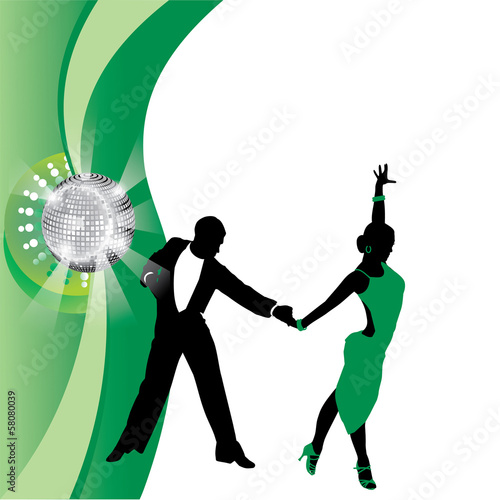 vector green background with dancing couple