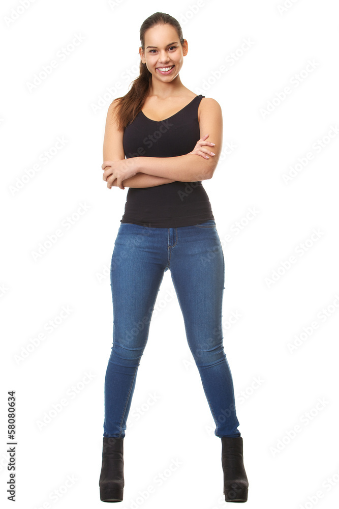 Portrait of a young woman smiling with arms crossed Portrait of a young woman smiling with arms crossed