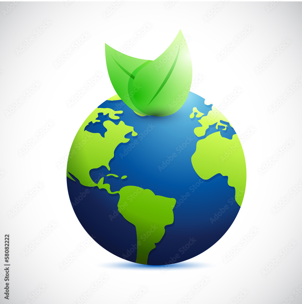 Obraz premium globe and natural leaves. illustration design