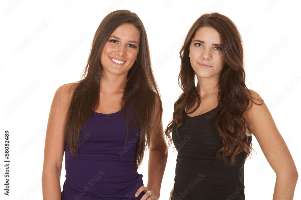 Two women fitness close upper bodies Two women fitness close upper bodies