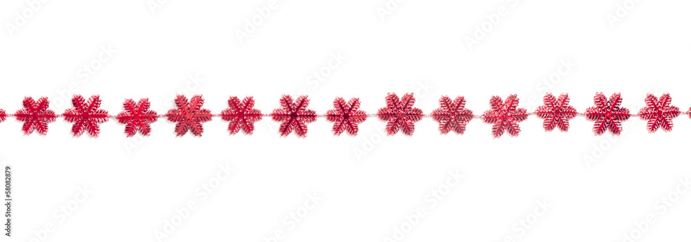 Red snow flake decoration garland