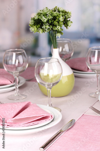 Elegant table setting in restaurant