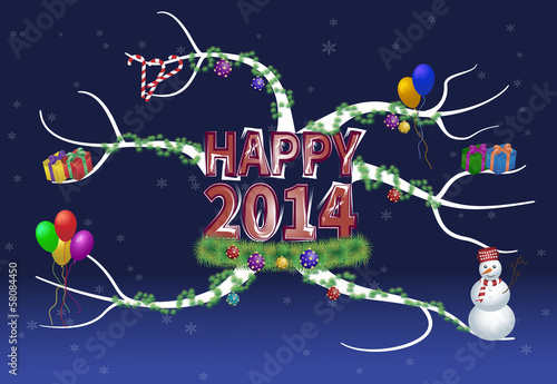 Colorful New Year's greeting presented as mind map