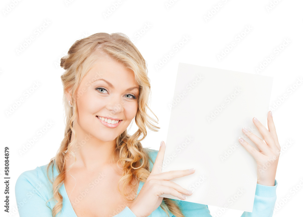 woman with blank board woman with blank board