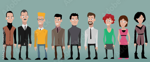 Group cartoon business people