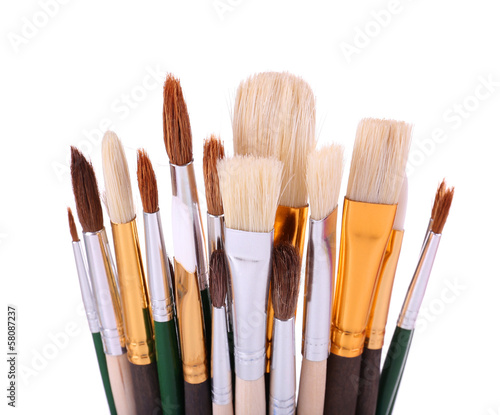 Many brushes isolated on white