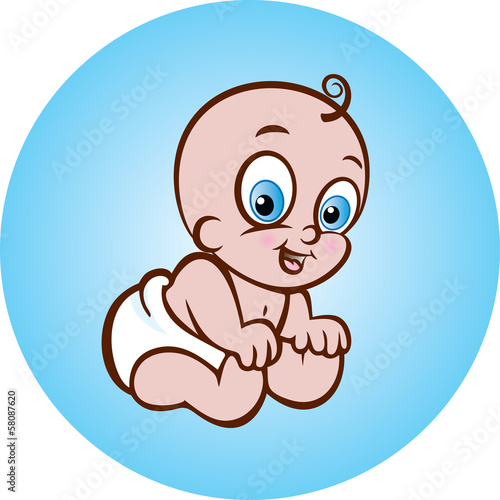 Vector illustration of cute baby in diaper