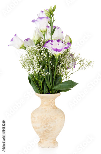 Wallpaper Mural Bouquet of eustoma flowers in vase, isolated on white Torontodigital.ca