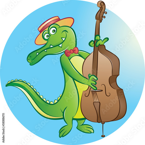 Crocodile playing double bass