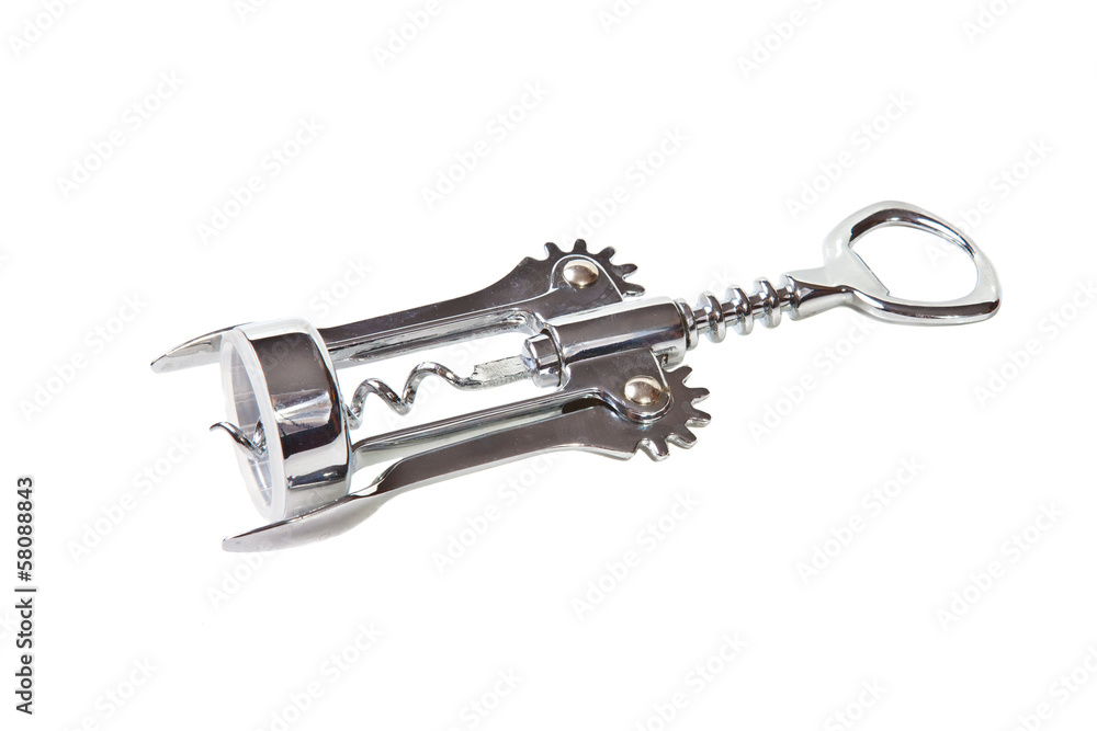 corkscrew bottle opener on a white background corkscrew bottle opener on a white background