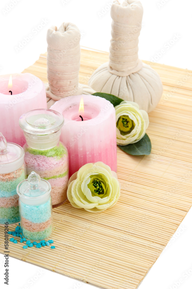 Aromatic salts in glass bottles and herbal compress balls for Aromatic salts in glass bottles and herbal compress balls for
