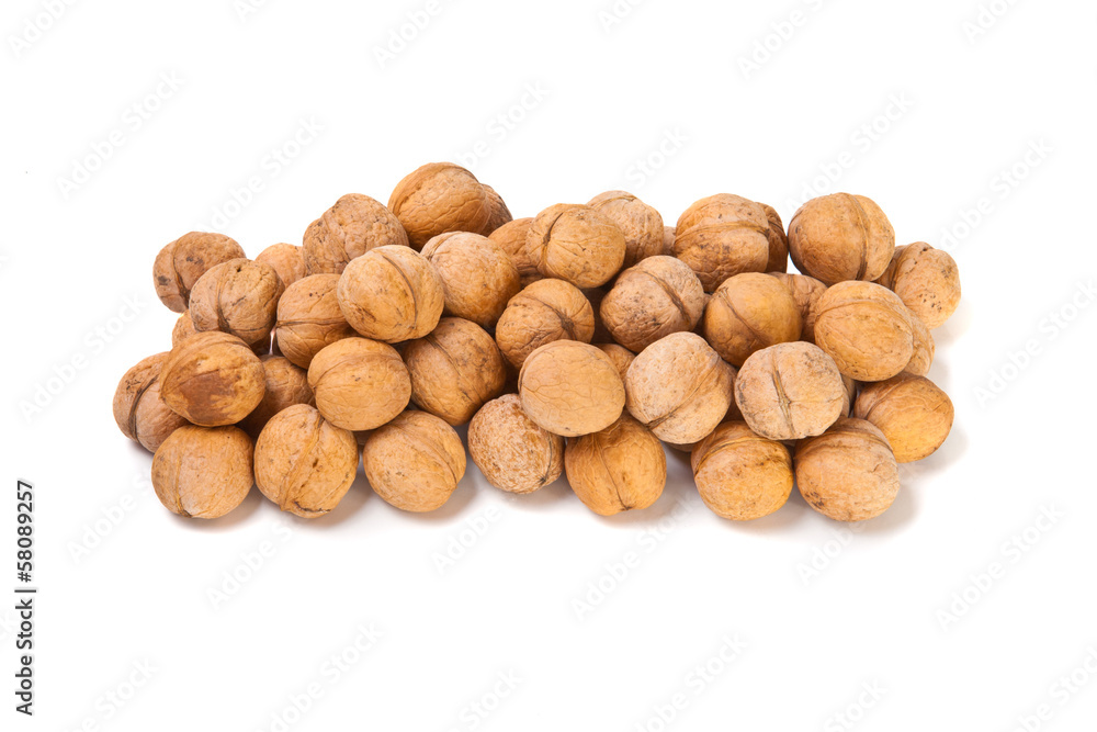 walnuts on a white background