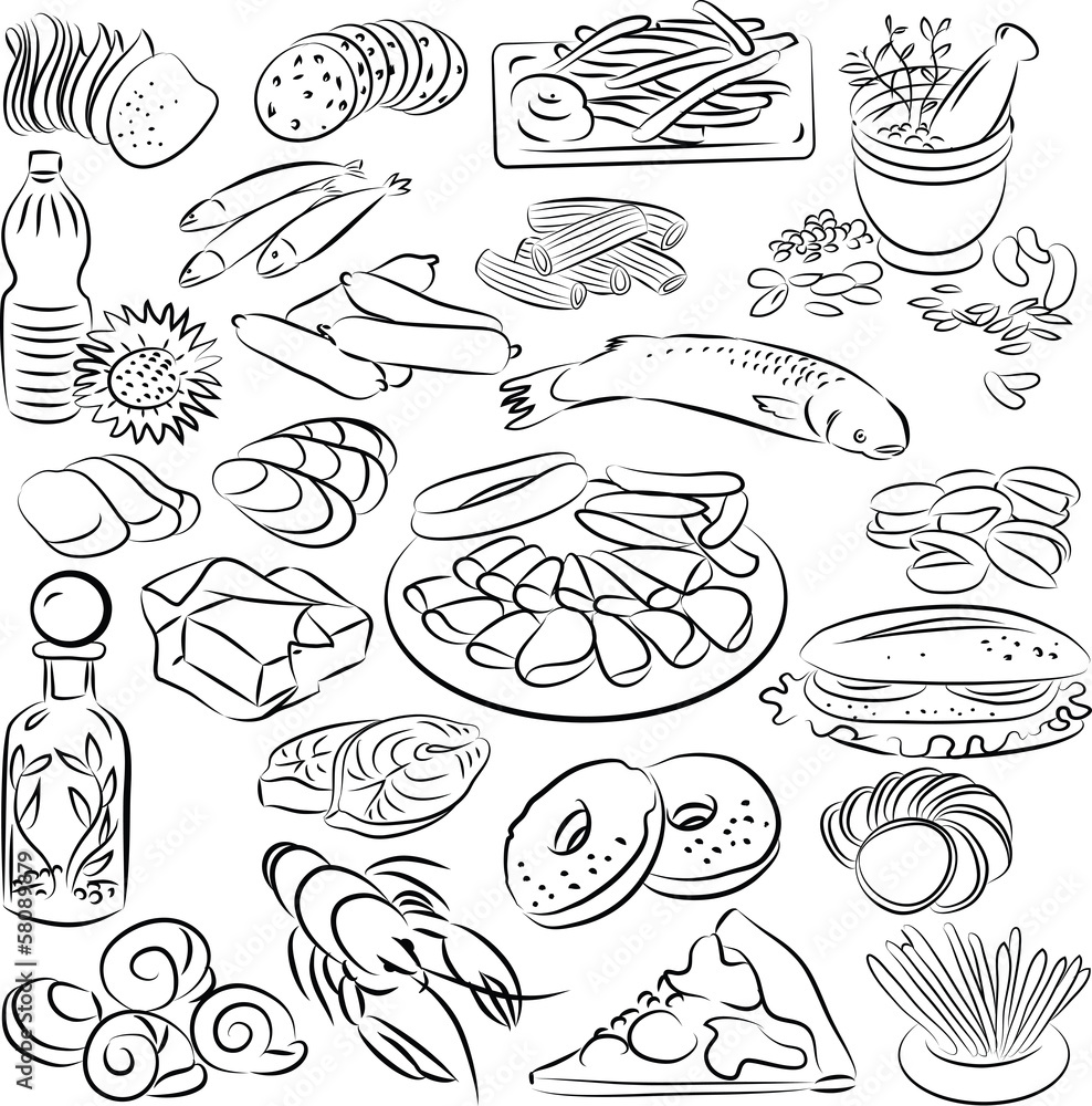 Vector illustration of food collection