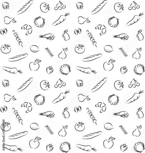 vector pattern of seamless background with food © mahmuttibet