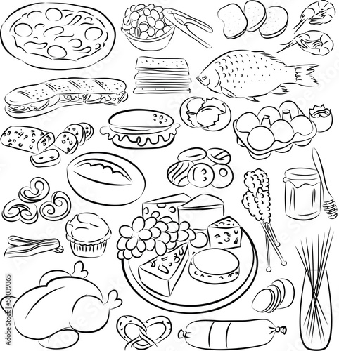 Vector illustration of food collection