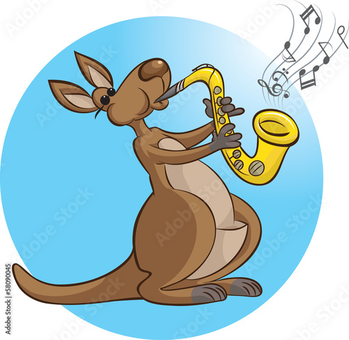 Kangaroo playing saxophone