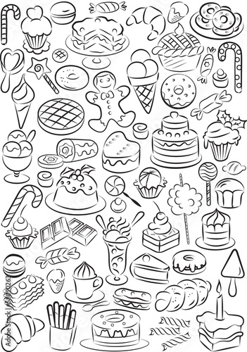 vector illustration of sweet foods collection