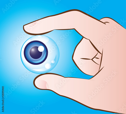 Hand holding eyeball