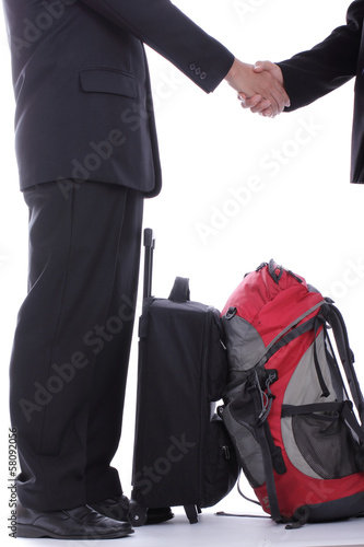 Businessman oversea busineess shake hand with partner