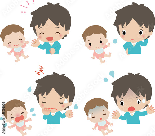 赤ちゃんとお父さんの表情