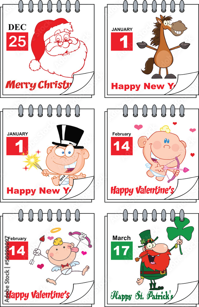 Holiday Cartoon Calendars 2. Set Collection