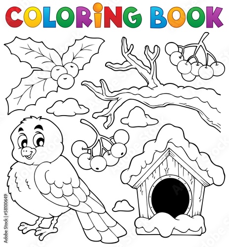 Coloring book winter bird theme 1