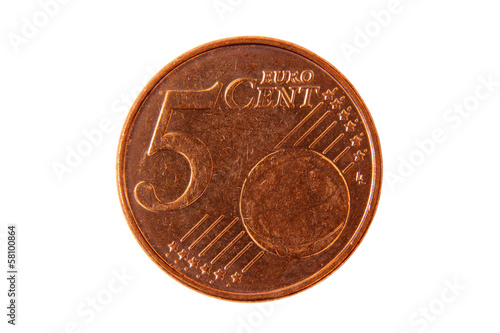 Wallpaper Mural Pièce de 5 cents détourée sur fond blanc Torontodigital.ca