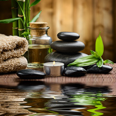 Wandcirkels Toilet Sereen spa stilleven met kaarsen  © Pavel Timofeev