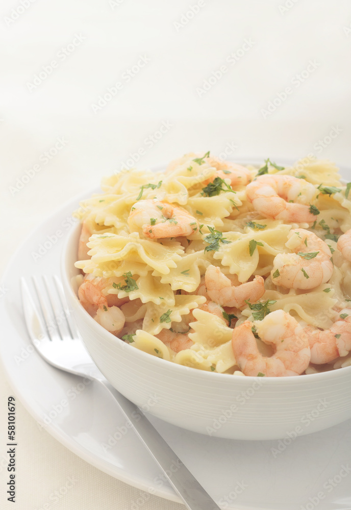 Farfalle with prawns Farfalle with prawns