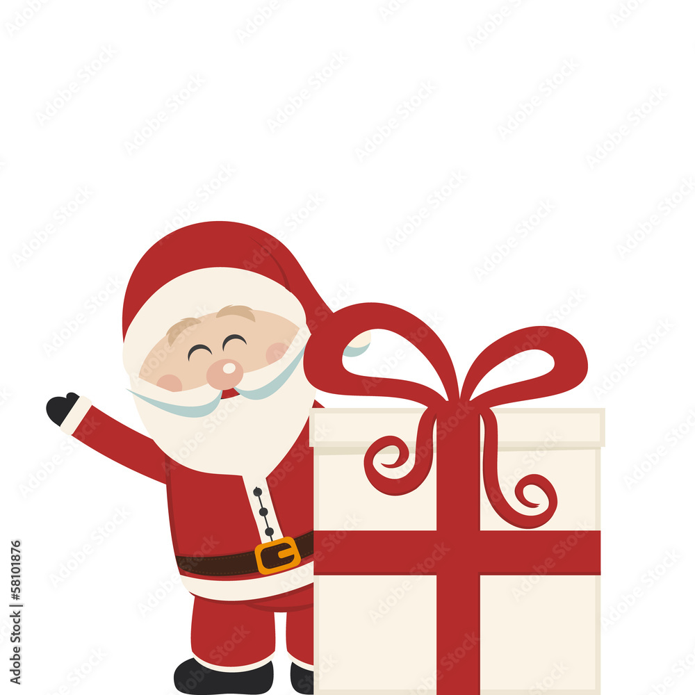 santa claus wave behind christmas gift isolated santa claus wave behind christmas gift isolated