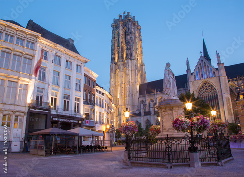 Mechelen - St. Rumbold's cathedral in dusk