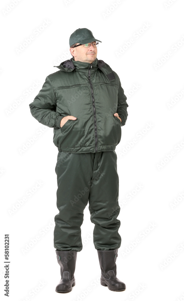 Worker with hands in the pockets Worker with hands in the pockets