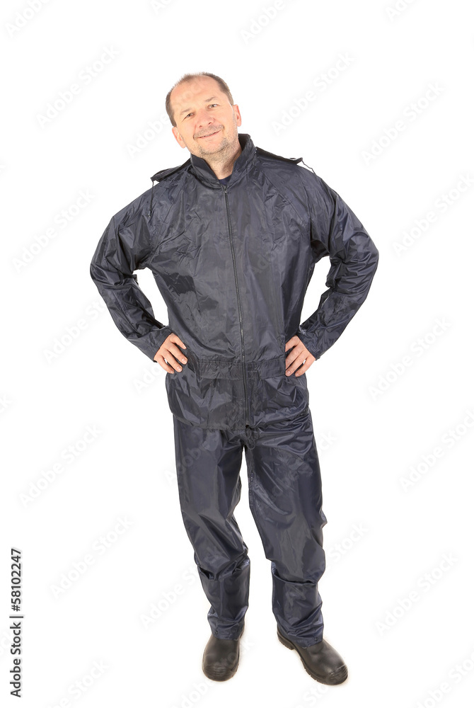Man in waterproof clothes. Man in waterproof clothes.