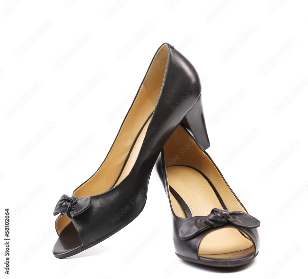 Pair of black woman shoes. Pair of black woman shoes.
