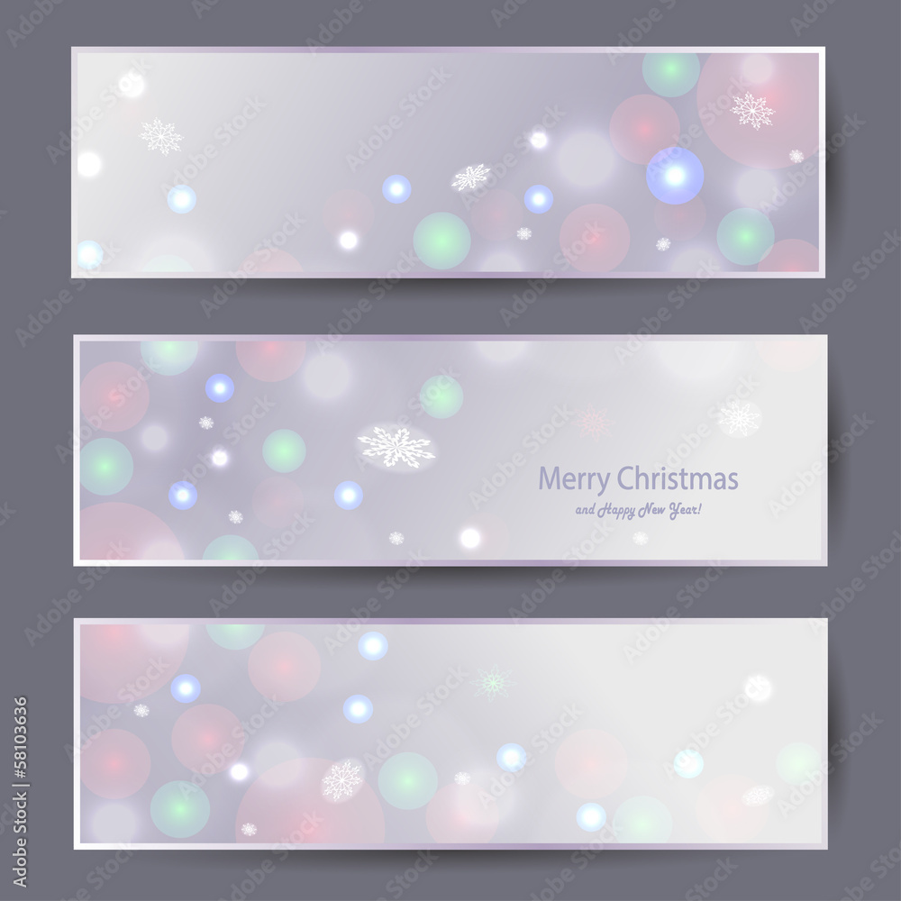 Christmas banners with green bokeh Christmas banners with green bokeh
