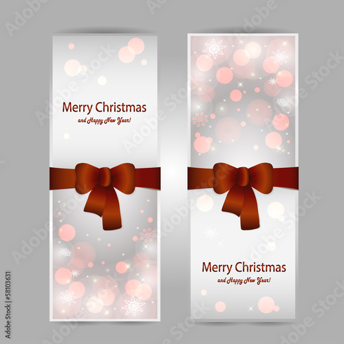Christmas greeting card with a red bow
